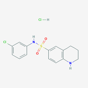 molecular formula C15H16Cl2N2O2S B2673796 N-(3-chlorophenyl)-1,2,3,4-tetrahydroquinoline-6-sulfonamide hydrochloride CAS No. 2089258-16-0