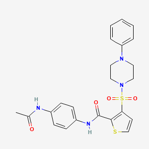 molecular formula C23H24N4O4S2 B2673799 N-(4-acetamidophenyl)-3-[(4-phenylpiperazin-1-yl)sulfonyl]thiophene-2-carboxamide CAS No. 1207027-86-8