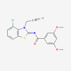 molecular formula C19H15ClN2O3S B2673801 N-[(2Z)-4-chloro-3-(prop-2-yn-1-yl)-2,3-dihydro-1,3-benzothiazol-2-ylidene]-3,5-dimethoxybenzamide CAS No. 868377-15-5