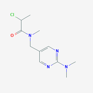 molecular formula C11H17ClN4O B2673815 2-Chloro-N-[[2-(dimethylamino)pyrimidin-5-yl]methyl]-N-methylpropanamide CAS No. 2411289-25-1