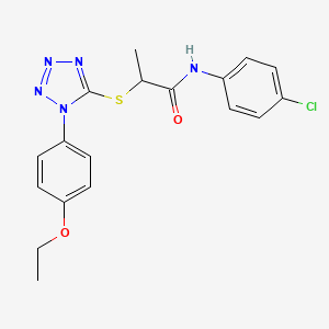 molecular formula C18H18ClN5O2S B2673822 N-(4-chlorophenyl)-2-{[1-(4-ethoxyphenyl)-1H-1,2,3,4-tetrazol-5-yl]sulfanyl}propanamide CAS No. 887348-66-5