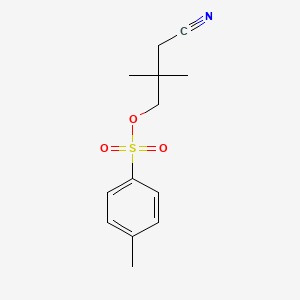 molecular formula C13H17NO3S B2673835 3,3-Dimethyl-4-[(4-methylbenzenesulfonyl)oxy]butanenitrile CAS No. 129415-92-5