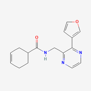 molecular formula C16H17N3O2 B2673865 N-((3-(furan-3-yl)pyrazin-2-yl)methyl)cyclohex-3-enecarboxamide CAS No. 2034612-05-8
