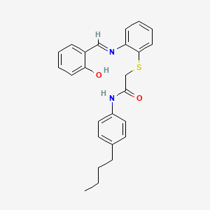 molecular formula C25H26N2O2S B2673867 N-(4-Butylphenyl)-2-((2-((2-hydroxybenzylidene)amino)phenyl)thio)acetamide CAS No. 765285-01-6