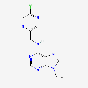 molecular formula C12H12ClN7 B2673881 N-[(5-chloropyrazin-2-yl)methyl]-9-ethyl-9H-purin-6-amine CAS No. 2094625-04-2