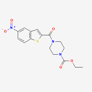molecular formula C16H17N3O5S B2673885 Ethyl 4-(5-nitro-1-benzothiophene-2-carbonyl)piperazine-1-carboxylate CAS No. 380175-70-2