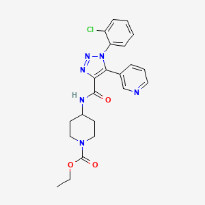 molecular formula C22H23ClN6O3 B2673917 ethyl 4-[1-(2-chlorophenyl)-5-(pyridin-3-yl)-1H-1,2,3-triazole-4-amido]piperidine-1-carboxylate CAS No. 1206991-84-5