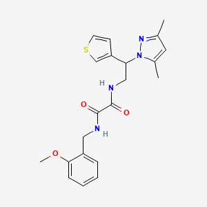 molecular formula C21H24N4O3S B2673919 N1-(2-(3,5-dimethyl-1H-pyrazol-1-yl)-2-(thiophen-3-yl)ethyl)-N2-(2-methoxybenzyl)oxalamide CAS No. 2034252-69-0