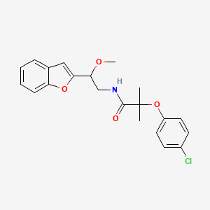 molecular formula C21H22ClNO4 B2673924 N-[2-(1-benzofuran-2-yl)-2-methoxyethyl]-2-(4-chlorophenoxy)-2-methylpropanamide CAS No. 2034420-93-2