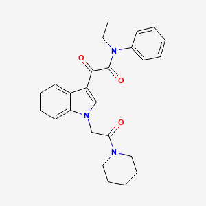 molecular formula C25H27N3O3 B2673930 N-ethyl-2-oxo-2-[1-(2-oxo-2-piperidin-1-ylethyl)indol-3-yl]-N-phenylacetamide CAS No. 872861-46-6