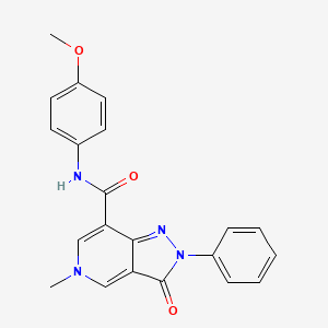molecular formula C21H18N4O3 B2673938 N-(4-methoxyphenyl)-5-methyl-3-oxo-2-phenyl-2H,3H,5H-pyrazolo[4,3-c]pyridine-7-carboxamide CAS No. 921574-78-9