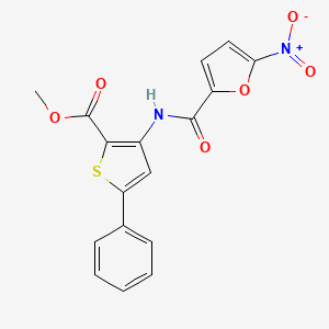 molecular formula C17H12N2O6S B2673950 methyl 3-(5-nitrofuran-2-amido)-5-phenylthiophene-2-carboxylate CAS No. 477538-21-9