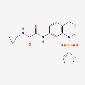 molecular formula C18H19N3O4S2 B2673970 N-cyclopropyl-N'-[1-(thiophene-2-sulfonyl)-1,2,3,4-tetrahydroquinolin-7-yl]ethanediamide CAS No. 898448-33-4