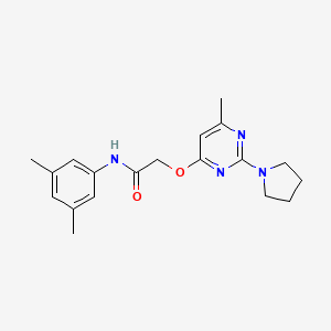 molecular formula C19H24N4O2 B2673988 N-(3,5-dimethylphenyl)-2-{[6-methyl-2-(pyrrolidin-1-yl)pyrimidin-4-yl]oxy}acetamide CAS No. 1029776-96-2