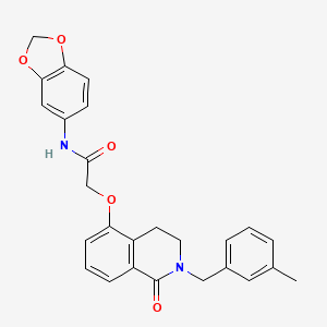 molecular formula C26H24N2O5 B2673998 N-(2H-1,3-benzodioxol-5-yl)-2-({2-[(3-methylphenyl)methyl]-1-oxo-1,2,3,4-tetrahydroisoquinolin-5-yl}oxy)acetamide CAS No. 850907-55-0