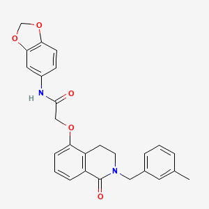 N-(1,3-benzodioxol-5-yl)-2-[[2-[(3-methylphenyl)methyl]-1-oxo-3,4-dihydroisoquinolin-5-yl]oxy]acetamide