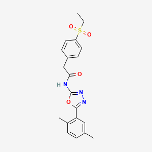 molecular formula C20H21N3O4S B2674013 N-(5-(2,5-dimethylphenyl)-1,3,4-oxadiazol-2-yl)-2-(4-(ethylsulfonyl)phenyl)acetamide CAS No. 941972-31-2