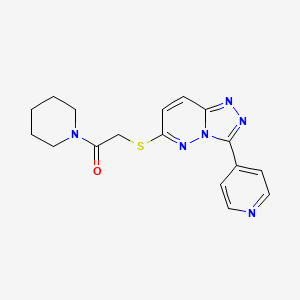 molecular formula C17H18N6OS B2674019 1-(piperidin-1-yl)-2-{[3-(pyridin-4-yl)-[1,2,4]triazolo[4,3-b]pyridazin-6-yl]sulfanyl}ethan-1-one CAS No. 868969-48-6
