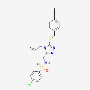 molecular formula C23H27ClN4O2S2 B2674026 N-[(4-allyl-5-{[4-(tert-butyl)benzyl]sulfanyl}-4H-1,2,4-triazol-3-yl)methyl]-4-chlorobenzenesulfonamide CAS No. 338422-20-1
