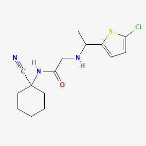 molecular formula C15H20ClN3OS B2674032 2-{[1-(5-chlorothiophen-2-yl)ethyl]amino}-N-(1-cyanocyclohexyl)acetamide CAS No. 1797004-38-6