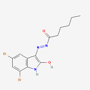 (E)-N'-(5,7-dibromo-2-oxoindolin-3-ylidene)hexanehydrazide