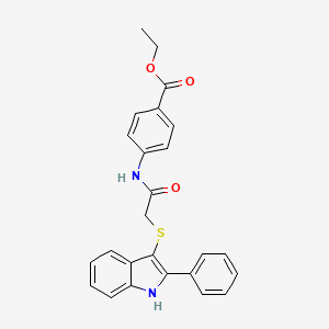 ethyl 4-(2-((2-phenyl-1H-indol-3-yl)thio)acetamido)benzoate