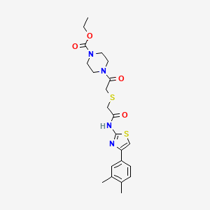 Ethyl 4-(2-((2-((4-(3,4-dimethylphenyl)thiazol-2-yl)amino)-2-oxoethyl)thio)acetyl)piperazine-1-carboxylate