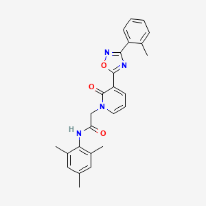 molecular formula C25H24N4O3 B2674064 2-{3-[3-(2-methylphenyl)-1,2,4-oxadiazol-5-yl]-2-oxo-1,2-dihydropyridin-1-yl}-N-(2,4,6-trimethylphenyl)acetamide CAS No. 1251629-19-2