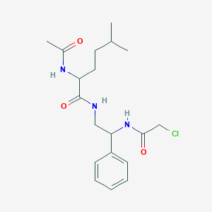molecular formula C19H28ClN3O3 B2674075 2-Acetamido-N-[2-[(2-chloroacetyl)amino]-2-phenylethyl]-5-methylhexanamide CAS No. 2418649-41-7