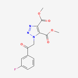 molecular formula C14H12FN3O5 B2674079 dimethyl 1-[2-(3-fluorophenyl)-2-oxoethyl]-1H-1,2,3-triazole-4,5-dicarboxylate CAS No. 1923094-53-4