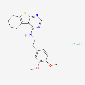 molecular formula C20H24ClN3O2S B2674086 N-(3,4-dimethoxyphenethyl)-5,6,7,8-tetrahydrobenzo[4,5]thieno[2,3-d]pyrimidin-4-amine hydrochloride CAS No. 1052089-32-3