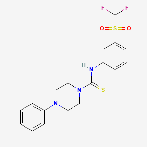 molecular formula C18H19F2N3O2S2 B2674087 N-(3-DIFLUOROMETHANESULFONYLPHENYL)-4-PHENYLPIPERAZINE-1-CARBOTHIOAMIDE CAS No. 690249-47-9