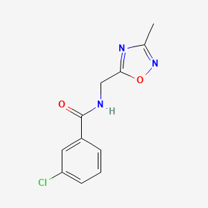 molecular formula C11H10ClN3O2 B2674088 3-chloro-N-((3-methyl-1,2,4-oxadiazol-5-yl)methyl)benzamide CAS No. 1234822-80-0