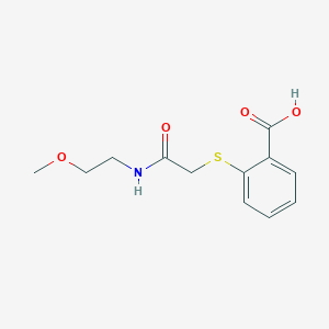 molecular formula C12H15NO4S B2674089 2-({[(2-Methoxyethyl)carbamoyl]methyl}sulfanyl)benzoic acid CAS No. 795290-99-2