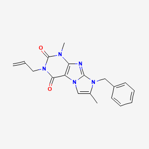 molecular formula C19H19N5O2 B2674093 3-allyl-8-benzyl-1,7-dimethyl-1H-imidazo[2,1-f]purine-2,4(3H,8H)-dione CAS No. 887468-17-9