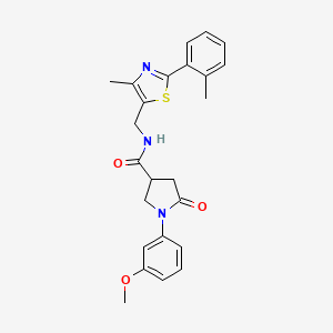molecular formula C24H25N3O3S B2674096 1-(3-methoxyphenyl)-N-((4-methyl-2-(o-tolyl)thiazol-5-yl)methyl)-5-oxopyrrolidine-3-carboxamide CAS No. 1448043-99-9