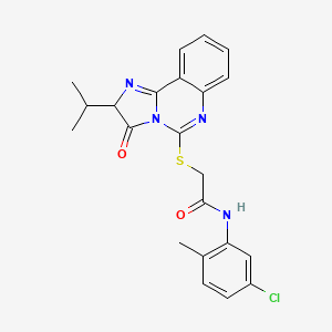 molecular formula C22H21ClN4O2S B2674100 N-(5-chloro-2-methylphenyl)-2-{[3-oxo-2-(propan-2-yl)-2H,3H-imidazo[1,2-c]quinazolin-5-yl]sulfanyl}acetamide CAS No. 1052660-69-1