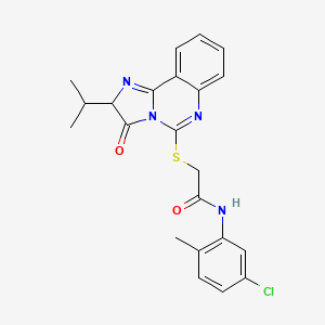 molecular formula C22H21ClN4O2S B2674100 N-(5-chloro-2-methylphenyl)-2-((2-isopropyl-3-oxo-2,3-dihydroimidazo[1,2-c]quinazolin-5-yl)thio)acetamide CAS No. 1052660-69-1