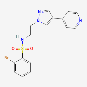molecular formula C16H15BrN4O2S B2674105 2-bromo-N-{2-[4-(pyridin-4-yl)-1H-pyrazol-1-yl]ethyl}benzene-1-sulfonamide CAS No. 2034372-94-4