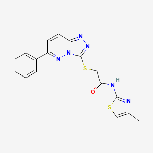 molecular formula C17H14N6OS2 B2674106 N-(4-methylthiazol-2-yl)-2-((6-phenyl-[1,2,4]triazolo[4,3-b]pyridazin-3-yl)thio)acetamide CAS No. 891117-80-9