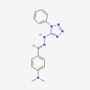 molecular formula C16H17N7 B2674110 (E)-N,N-dimethyl-4-((2-(1-phenyl-1H-tetrazol-5-yl)hydrazono)methyl)aniline CAS No. 899594-62-8