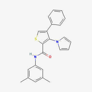 molecular formula C23H20N2OS B2674115 N-(3,5-dimethylphenyl)-4-phenyl-3-(1H-pyrrol-1-yl)thiophene-2-carboxamide CAS No. 1291867-98-5