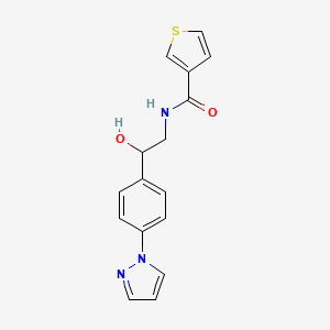 molecular formula C16H15N3O2S B2674142 N-{2-hydroxy-2-[4-(1H-pyrazol-1-yl)phenyl]ethyl}thiophene-3-carboxamide CAS No. 2415511-96-3