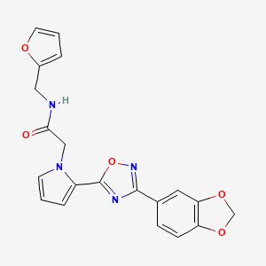 molecular formula C20H16N4O5 B2674152 2-{2-[3-(2H-1,3-benzodioxol-5-yl)-1,2,4-oxadiazol-5-yl]-1H-pyrrol-1-yl}-N-[(furan-2-yl)methyl]acetamide CAS No. 1260999-14-1