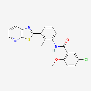 molecular formula C21H16ClN3O2S B2674159 5-chloro-2-methoxy-N-(2-methyl-3-(thiazolo[5,4-b]pyridin-2-yl)phenyl)benzamide CAS No. 863593-83-3