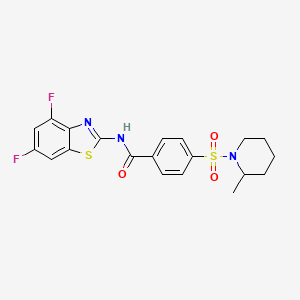 molecular formula C20H19F2N3O3S2 B2674167 N-(4,6-difluorobenzo[d]thiazol-2-yl)-4-((2-methylpiperidin-1-yl)sulfonyl)benzamide CAS No. 905691-28-3