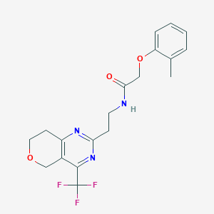 molecular formula C19H20F3N3O3 B2674168 2-(o-tolyloxy)-N-(2-(4-(trifluoromethyl)-7,8-dihydro-5H-pyrano[4,3-d]pyrimidin-2-yl)ethyl)acetamide CAS No. 2034486-46-7