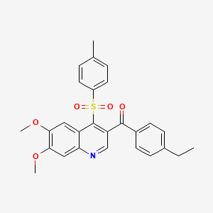 molecular formula C27H25NO5S B2674173 (6,7-二甲氧基-4-对甲苯磺酰喹啉-3-基)(4-乙基苯基)甲酮 CAS No. 866812-97-7