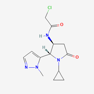 molecular formula C13H17ClN4O2 B2674175 2-Chloro-N-[(2S,3S)-1-cyclopropyl-2-(2-methylpyrazol-3-yl)-5-oxopyrrolidin-3-yl]acetamide CAS No. 2411178-06-6