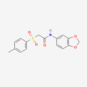 molecular formula C16H15NO5S B2674177 N-(1,3-benzodioxol-5-yl)-2-(4-methylphenyl)sulfonylacetamide CAS No. 881777-26-0